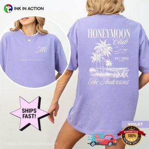 Custom Name Mr And Mrs Honeymoon Club Newlywed Matching Comfort Colors Shirt 1 InkInAction.com
