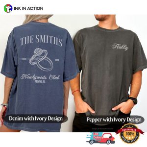 Custom Newlyweds Club Wifey And Hubby Couple Matching Comfort Colors Shirt 2 InkInAction.com