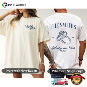 Custom Newlyweds Club Wifey And Hubby Couple Matching Comfort Colors Shirt