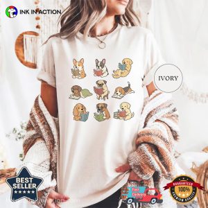 Cute Dogs Reading Book Comfort Colors Shirt