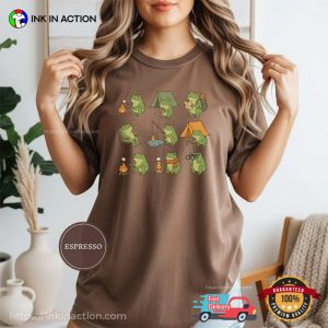 Cute Frog Camping, Hiking Frog Gift Comfort Colors Shirt