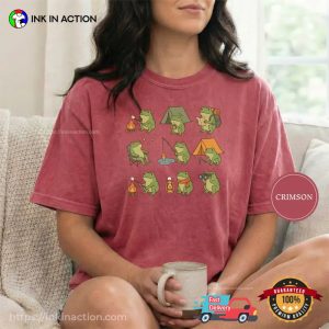 Cute Frog Camping, Hiking Frog Gift Comfort Colors Shirt