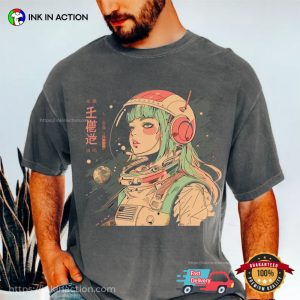 Cyperpunk Space Girl Anime Manga Comfort Colors Shirt 3 InkInAction.com