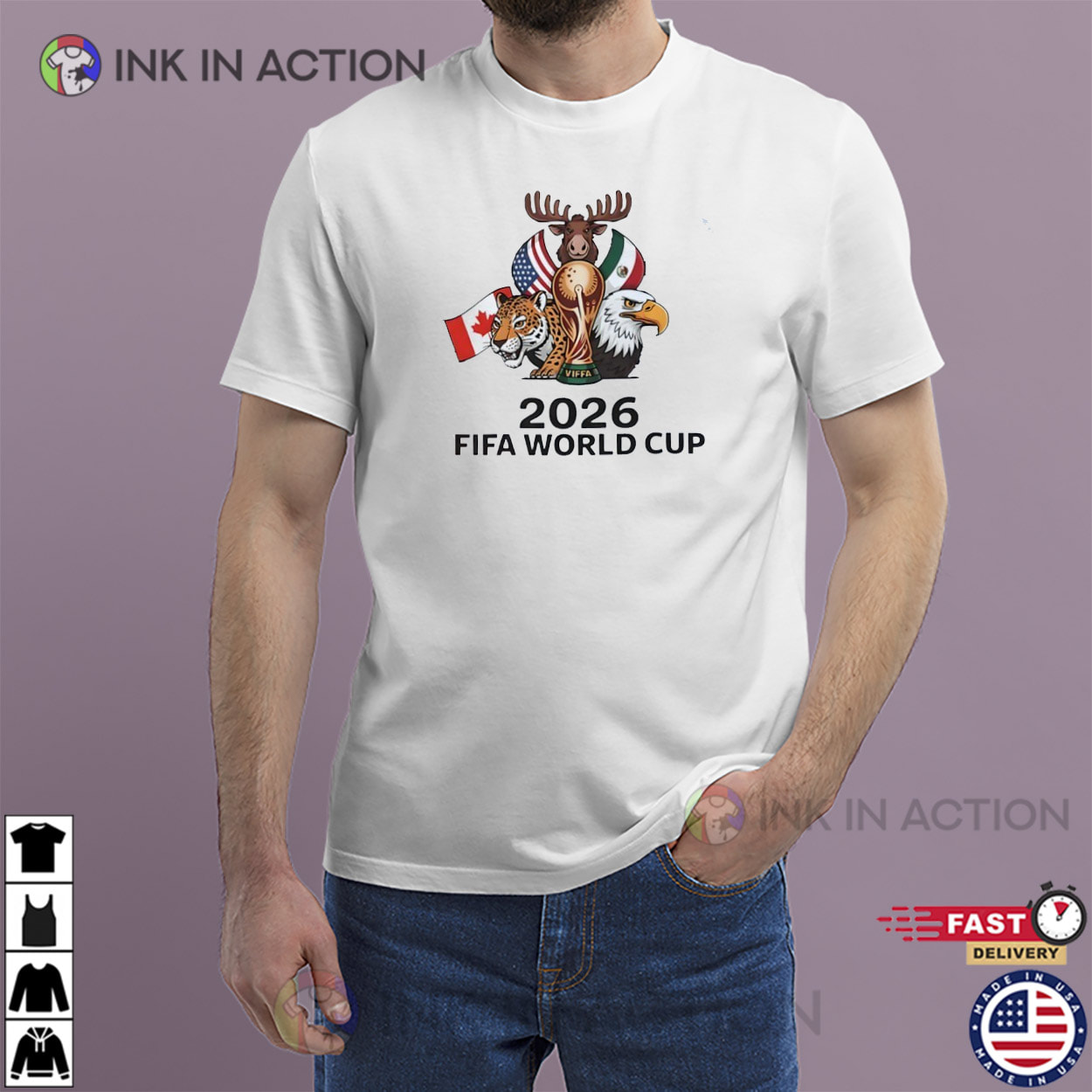 FIFA World Cup 2026 Trophy Mascots Graphic Shirt FIFA World Cup 2026 Trophy Mascots Graphic Shirt