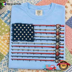 Fishing Rod America Flag Outdoor Activity Comfort Colors Shirt 1 InkInAction.com
