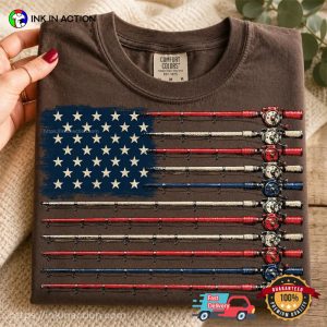 Fishing Rod America Flag Outdoor Activity Comfort Colors Shirt 2 InkInAction.com