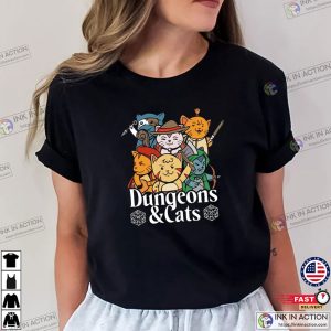 Funny Dungeons And Cats Role Playing Shirt