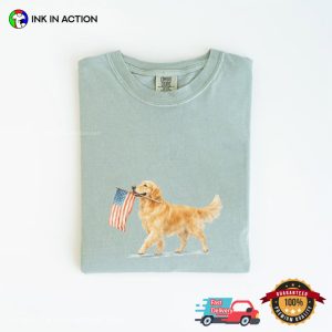 Golden Retriever 4th Of July USA Flag Comfort Colors Shirt