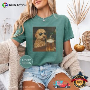 Goldendoodle Drinking Beer Funny Beer Dog Meme Comfort Colors Shirt