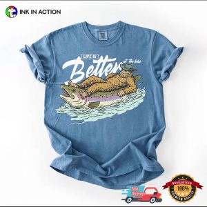 Life Is Better At The Lake Funny Bigfoot fishing trout Comfort Colors Shirt 2 InkInAction.com