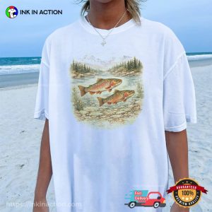Mountain River Landscape Rainbow Trout, trout fishing Gifts Comfort Colors Shirt 2 InkInAction.com