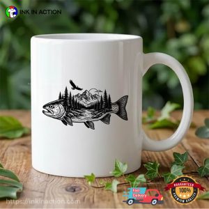 Mountains Trout Fish Illustration Cup