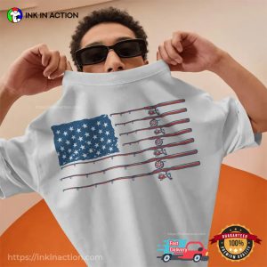 Patriotic Fishing Rod USA Flag Fisherman Shirt