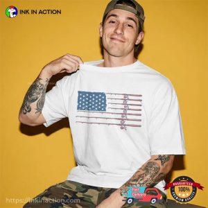 Patriotic Fishing Rod USA Flag Fisherman Shirt