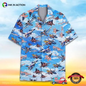 Patriotic War Planes USA Aircraft Hawaiian Shirt