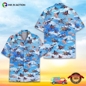 Patriotic War Planes USA Aircraft Hawaiian Shirt