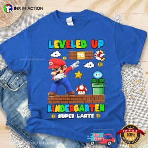 Personalized Leveled Up Kindergarten Super Mario Kid Tee