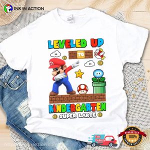 Personalized Leveled Up Kindergarten Super Mario Kid Tee 2 InkInAction.com