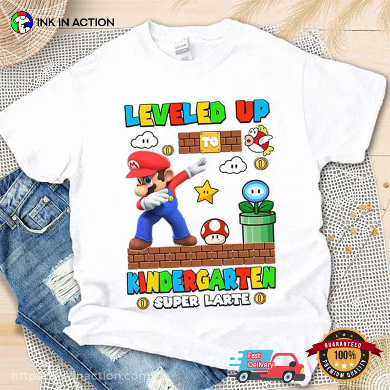 Personalized Leveled Up Kindergarten Super Mario Kid Tee Personalized Leveled Up Kindergarten Super Mario Kid Tee