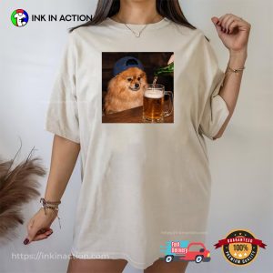 Pomeranian Drinking Beer Funny Beer Dog Meme Comfort Colors Shirt