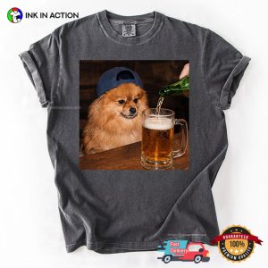 Pomeranian Drinking Beer Funny Beer Dog Meme Comfort Colors Shirt