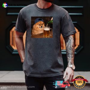 Pomeranian Drinking Beer Funny Beer Dog Meme Comfort Colors Shirt 3 InkInAction.com