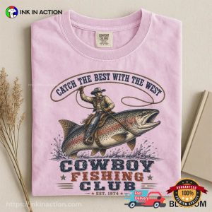 Retro Cowboy Fishing Club, fishing trout Western Comfort Colors Shirt 2 InkInAction.com