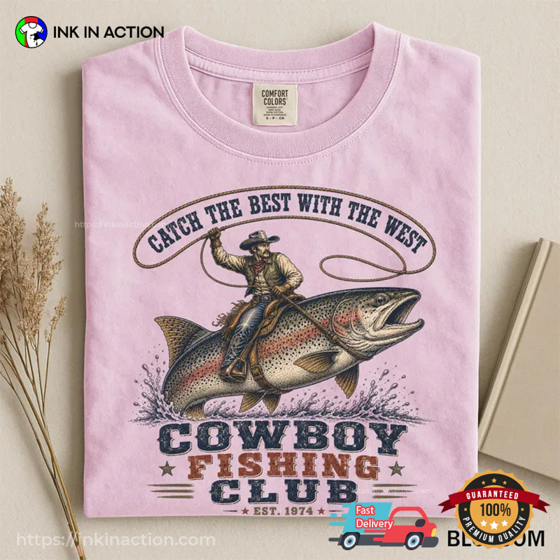 Retro Cowboy Fishing Club, Fishing Trout Western Comfort Colors Shirt Retro Cowboy Fishing Club, Fishing Trout Western Comfort Colors Shirt