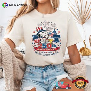 Retro Snoopy Celebrating America 250 Anniversary Comfort Colors Shirt 3 InkInAction.com