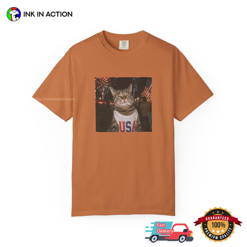 Smoking Cat Patriotic Funny Independence Day USA Comfort Colors Shirt Smoking Cat Patriotic Funny Independence Day USA Comfort Colors Shirt