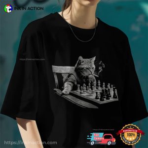 Smoking Cat Playing Chess Funny Meme Comfort Colors Shirt