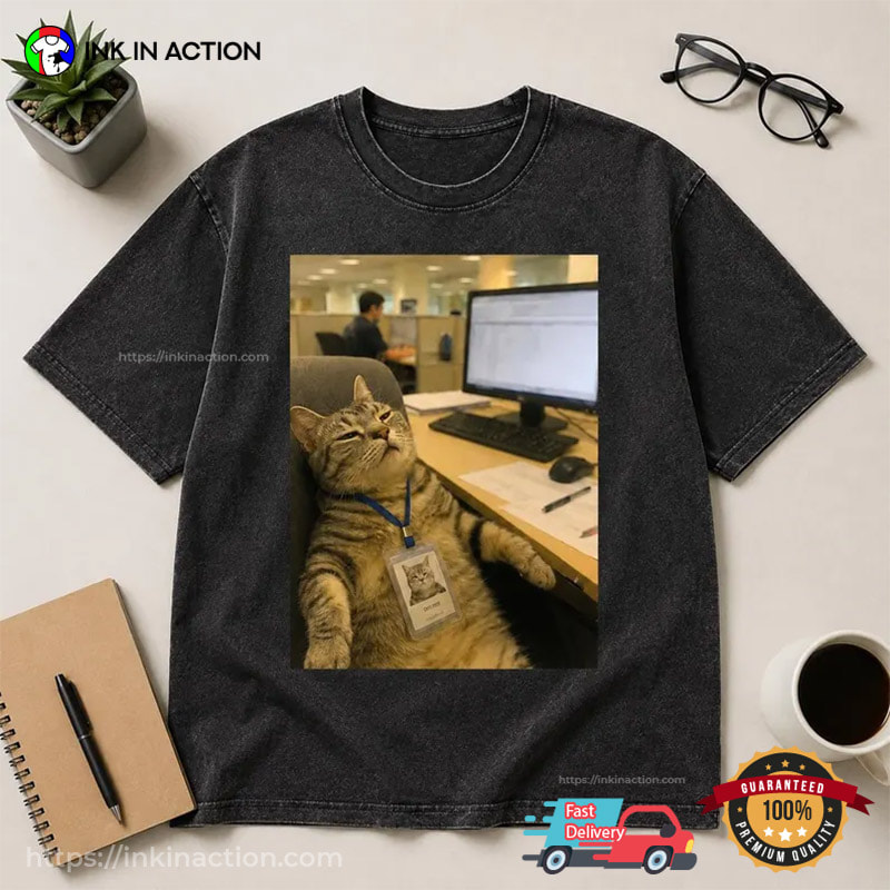 Tired Cat Employee Funny Office Lazy Cat Comfort Colors Shirt Tired Cat Employee Funny Office Lazy Cat Comfort Colors Shirt