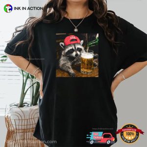 USA Raccoon Drinking Beer Funny Beer Raccoon Meme Comfort Colors Shirt 2 InkInAction.com