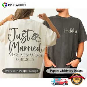 Wifey And Hubby, Custom Just Married Matching Comfort Colors Shirt