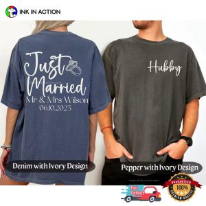 Wifey And Hubby, Custom Just Married Matching Comfort Colors Shirt