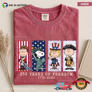 250 Years Of Freedom Patriotic Snoopy And Friends Comfort Colors Shirt 1 InkInAction.com