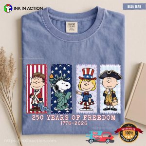 250 Years Of Freedom Patriotic Snoopy And Friends Comfort Colors Shirt 2 InkInAction.com