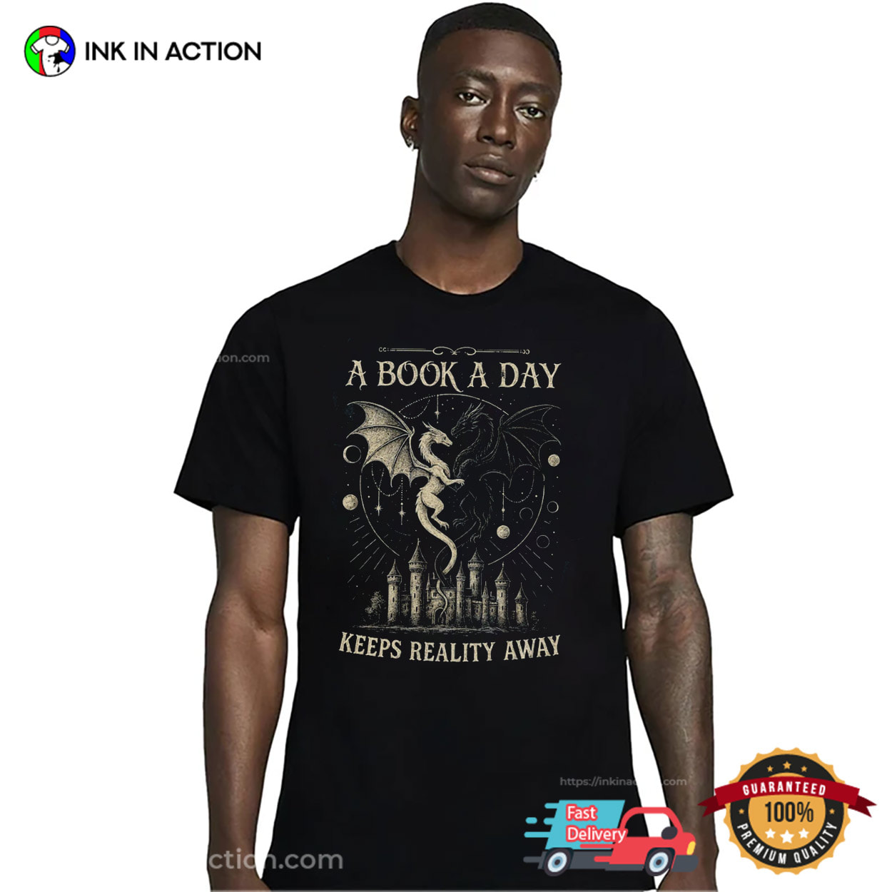 A Book A Day Keeps Reality Away, Fourth Wing Fantasy Graphic Tee A Book A Day Keeps Reality Away, Fourth Wing Fantasy Graphic Tee