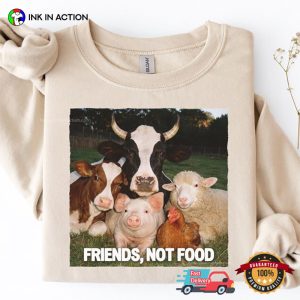 Animal Are Friends Not Food, Vegetarian Protest Tee 2 InkInAction.com
