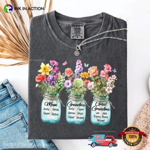 Custom Floral Jars Grandparents Day Gifts Comfort Colors Shirt
