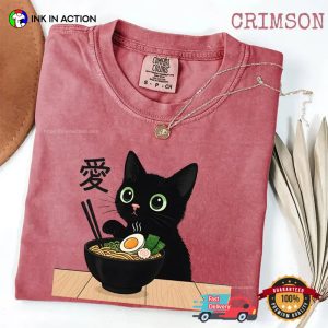 Cute Black Cat Ramen Noodle Japanese Anime Comfort Colors Shirt