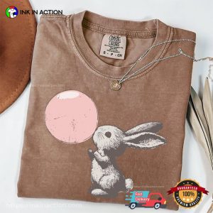Cute Bunny and Bubblegum Comfort Colors Shirt 2 InkInAction.com