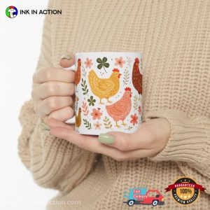 Cute Floral And Chicken Boho Cup, Chicken Lovers Gifts