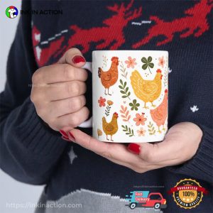 Cute Floral And Chicken Boho Cup, Chicken Lovers Gifts 2 InkInAction.com