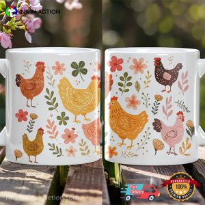 Cute Floral And Chicken Boho Cup, Chicken Lovers Gifts