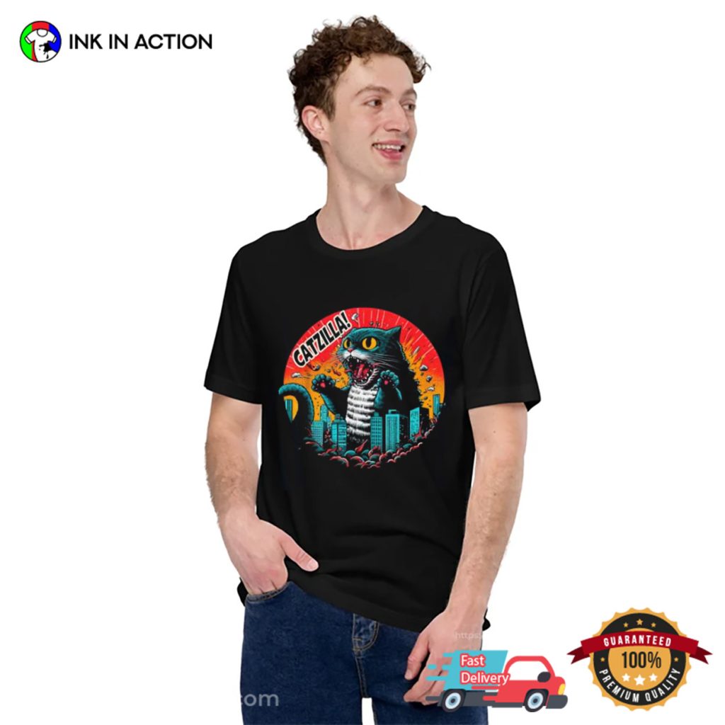 Funny Cat Japanese Catzilla T Shirt