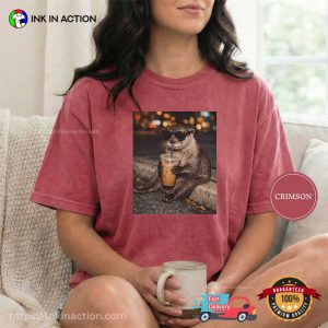 Funny Otter Drinking Coffee Meme Comfort Colors Shirt 3 InkInAction.com