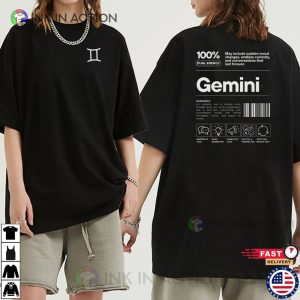 Gemini Zodiac Sign, Horoscope Birthday Gift 2-sided Shirt