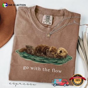 Go With The Flow Cute Sea Otter Comfort Colors Shirt 2 InkInAction.com
