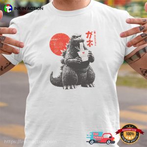 Godzilla Eating Ramen Funny Japanese Streetwear Shirt